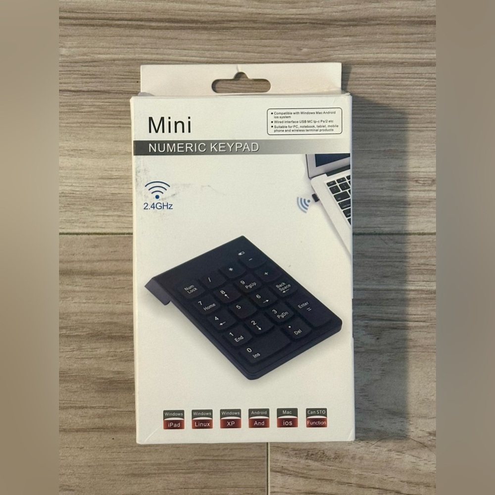 Mini Numeric Keypad For Windows, Android, Mac (Black) 2.4GHz